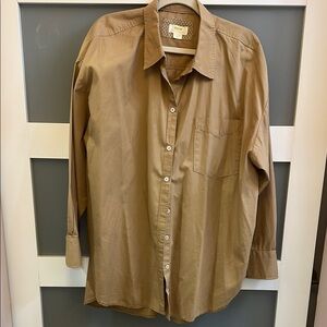 Maeve by Anthropologie Caramel Tan Oversized Button-Up Shirt